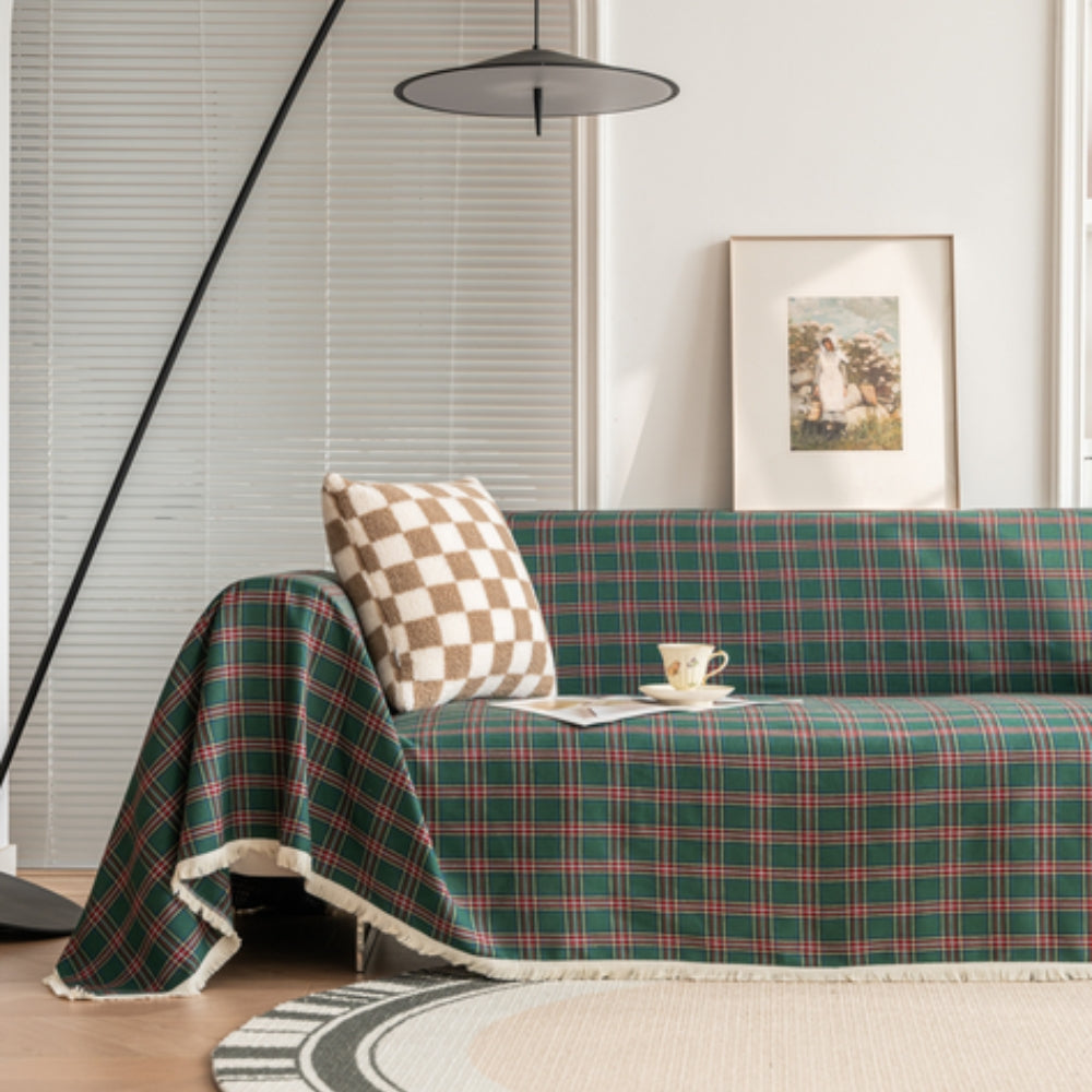 Hearthline Cottage Plaid Sofa Cover Forest Plaid