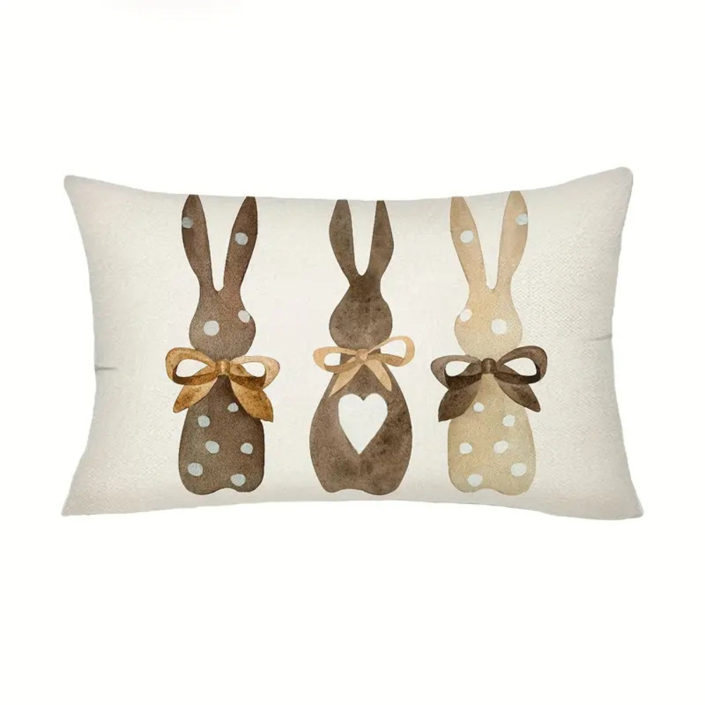 Hemp Three Bunny Cushion Cover 12"x20"