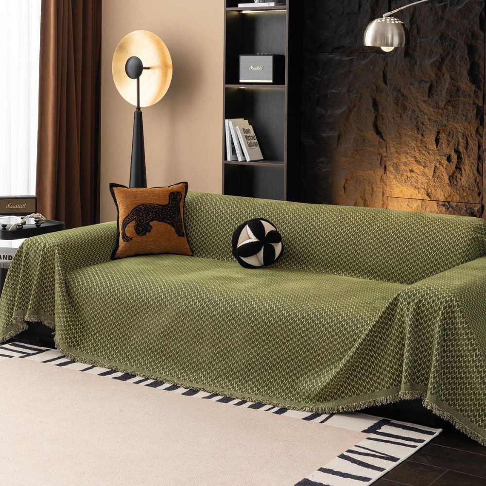 Heritage Zigzag Sofa Cover Olive