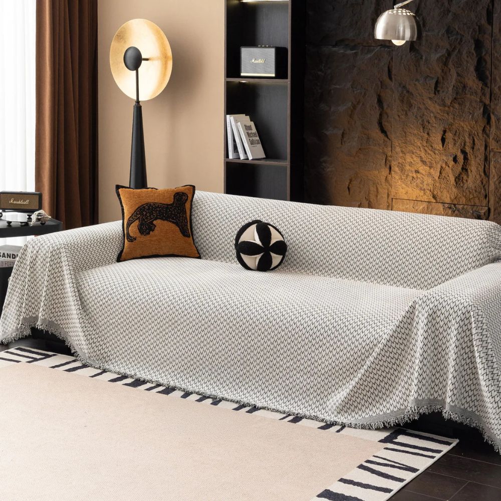 Heritage Zigzag Sofa Cover Ivory