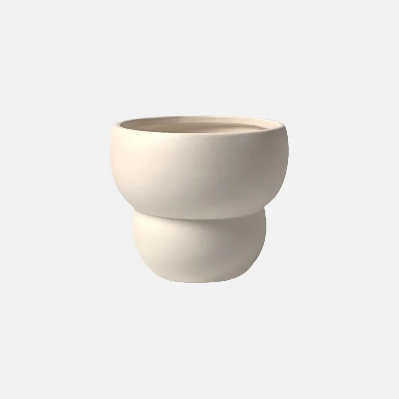 Hermes White Ceramic Potted Planter Medium