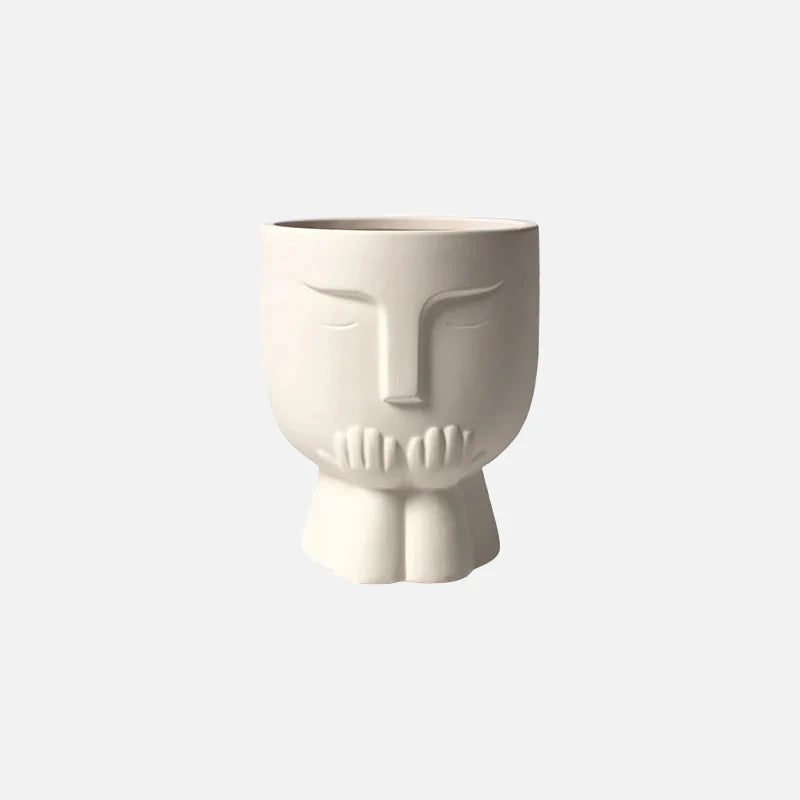 Hermes White Ceramic Potted Planter Large