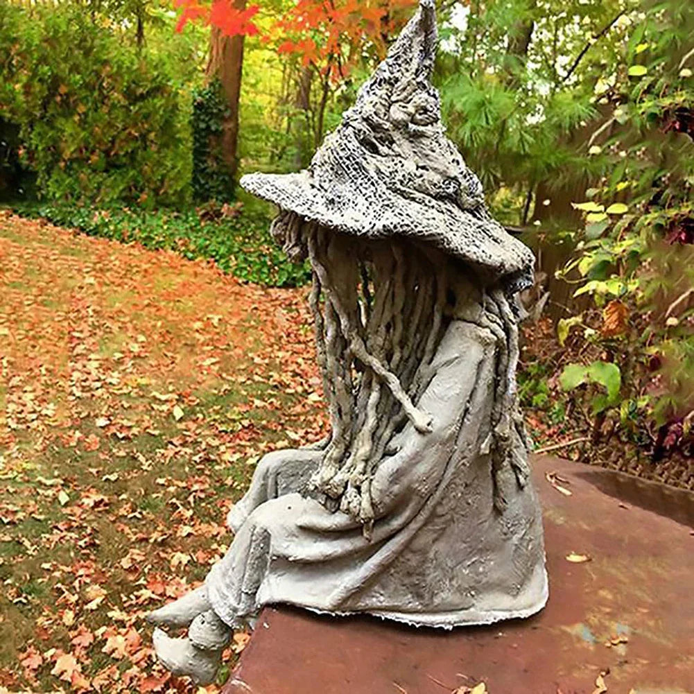 Mystic Witch™ - Solar-Powered Statue Light Grey Cloak