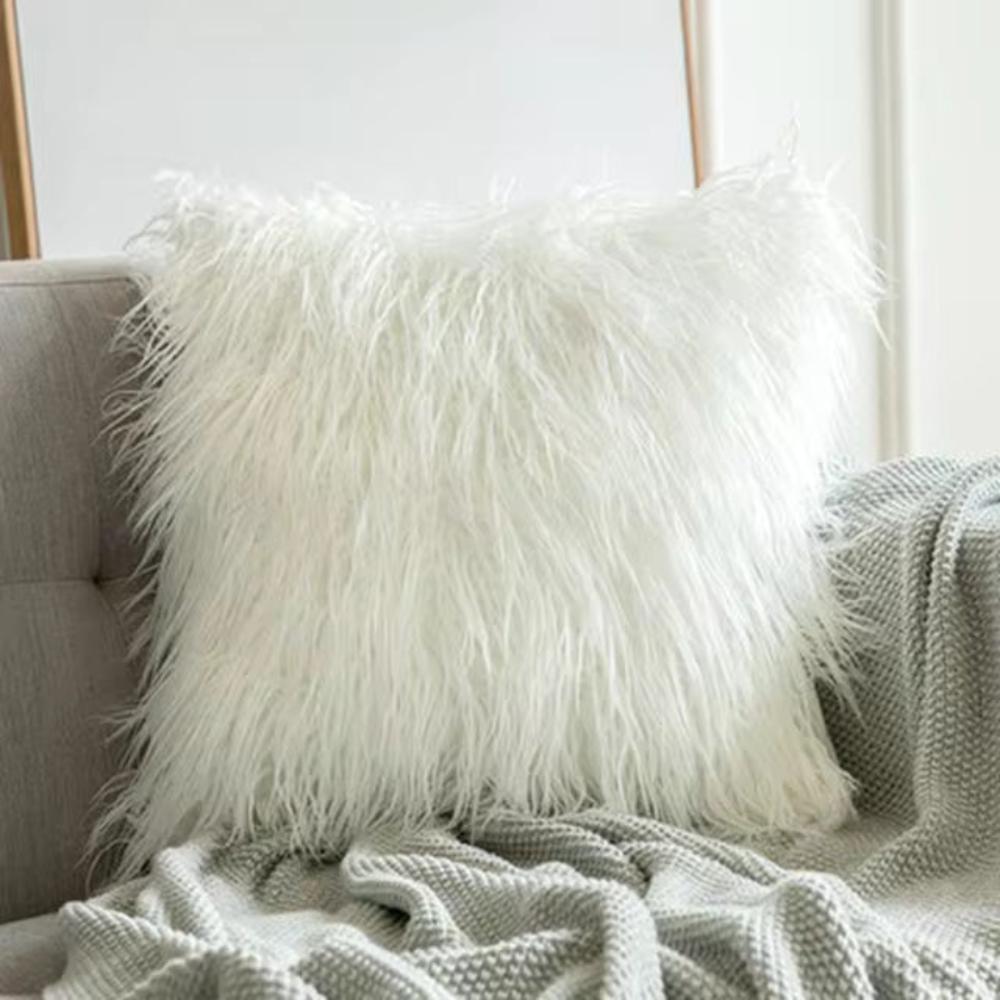 Furry Chic Cushion Cover White