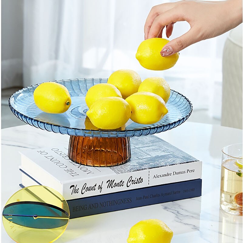 High Complements Glass Stand Tray Blue Large