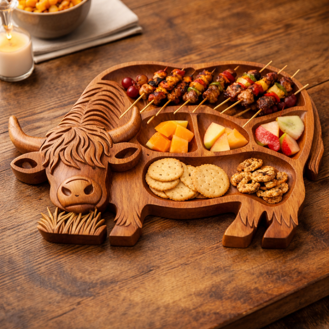 Highland Feast™ - Rustic Cow Charcuterie Board Highland Limited Edition