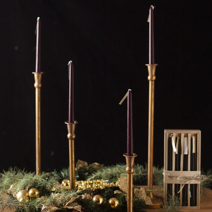 Holiday Wish Metallic Long Soy Wax Candles Wine