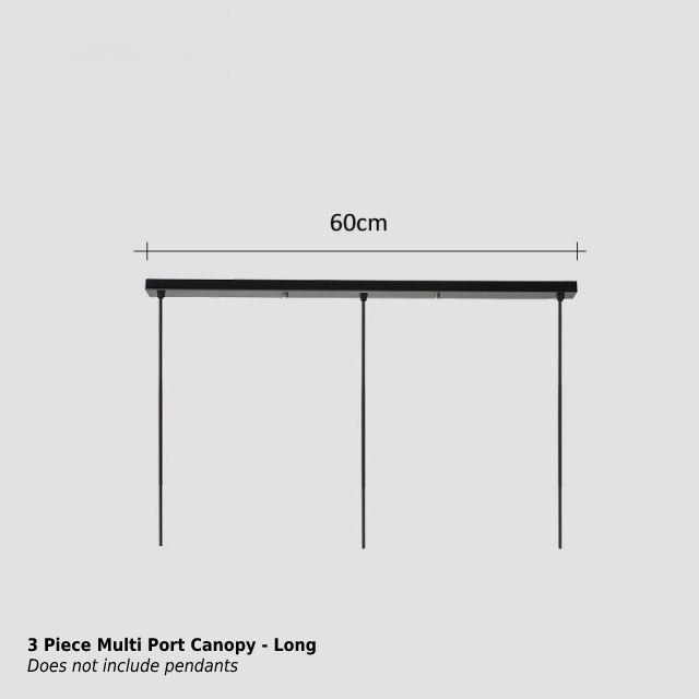 Honeycomb Glass & Metal Pendant Light 3 Piece Multi Port - Black Long