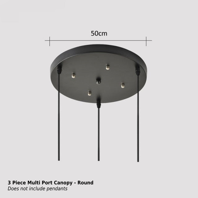 Honeycomb Glass & Metal Pendant Light 3 Piece Multi Port - Black Round