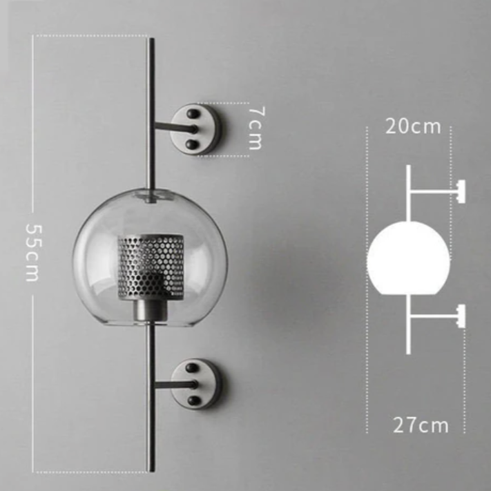 Honeycomb Glass & Metal Sconce Light Round Small Silver
