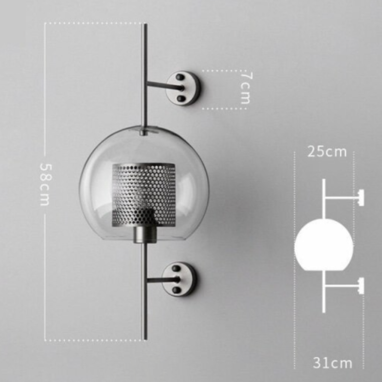 Honeycomb Glass & Metal Sconce Light Round Big Silver