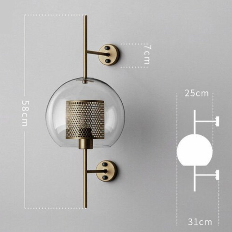 Honeycomb Glass & Metal Sconce Light Round Big Brass