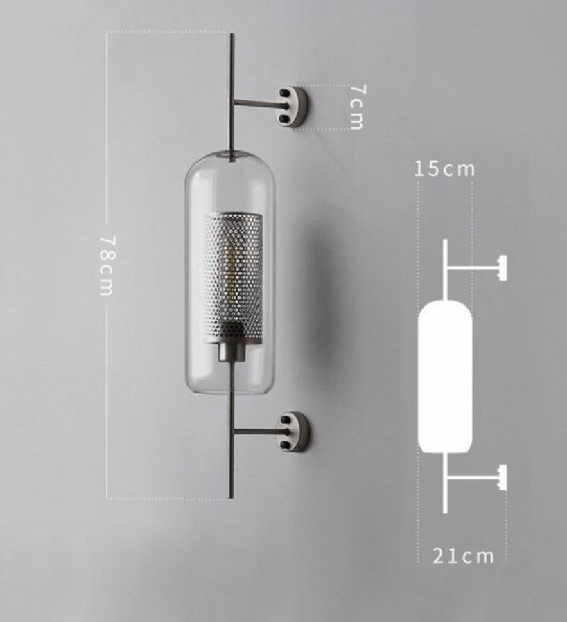 Honeycomb Glass & Metal Sconce Light Long Big Silver