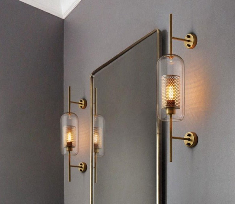 Honeycomb Glass & Metal Sconce Light