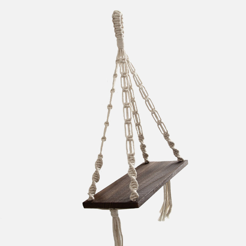 Hortensia Macrame Hanging Shelf Dark Wood