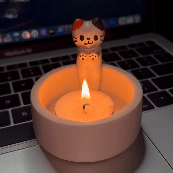 Kitten Candle Holder Colorful Kitten