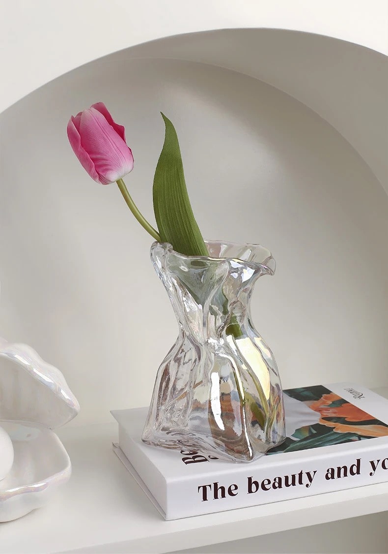 Abstract Pearl Glass Vase Transparent large