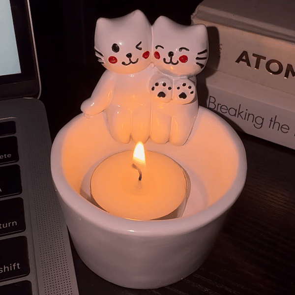 Kitten Candle Holder Couple Kittens