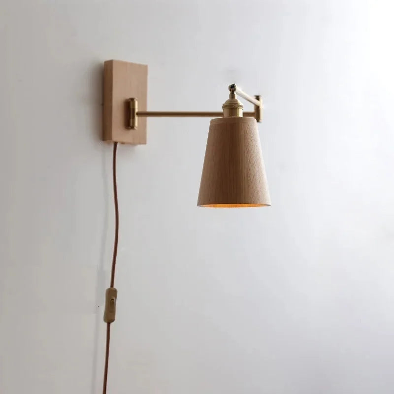 Ashwood Pivot Wall Sconce Plug In Light Brown Cone
