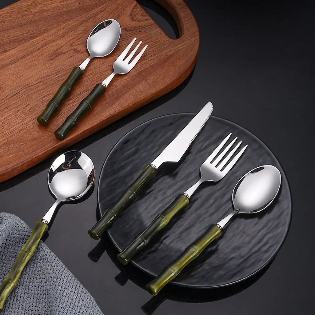 Valmont Bamboo Grip Cutlery Set