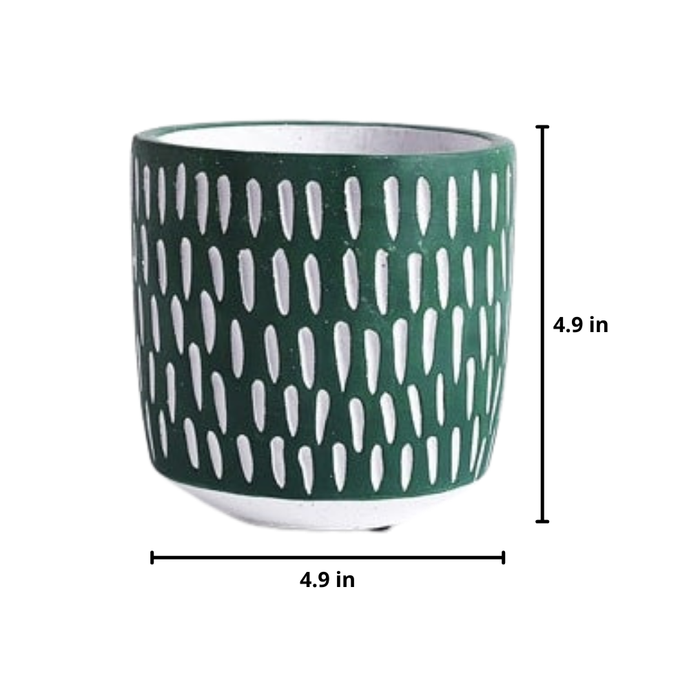Imprint Painted Ceramic Planters Green