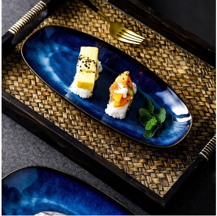 Indigo Blue Oval Serving Plates