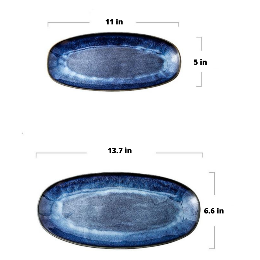 Indigo Blue Oval Serving Plates