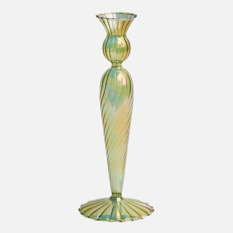 Iris Green Candlestick Holder Tulip
