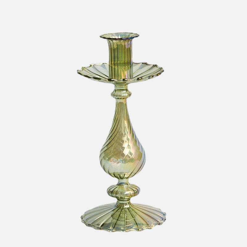 Iris Green Candlestick Holder Short Tulip