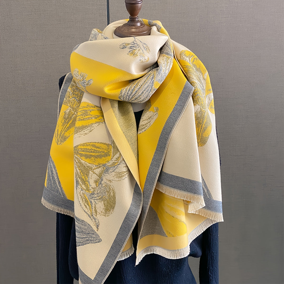Iris Floral Soft Scarf Shawl Golden Petal