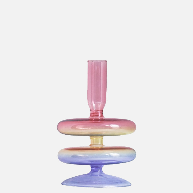 It's a Rainbow Glass Candle Holder Trumpet