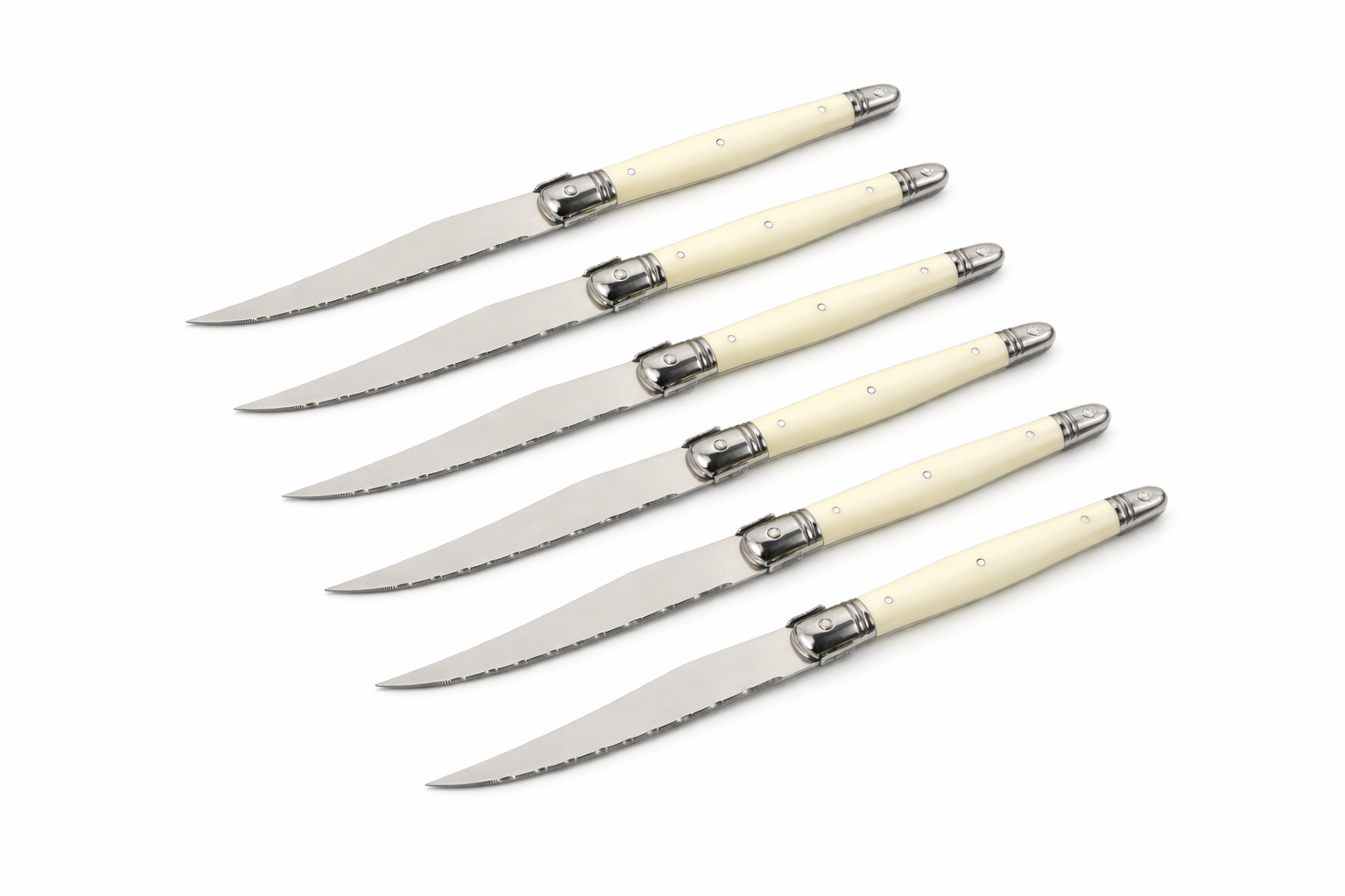 Ivory Laguiole Style Flatware Cutlery Set Knives 6 Piece Single Item