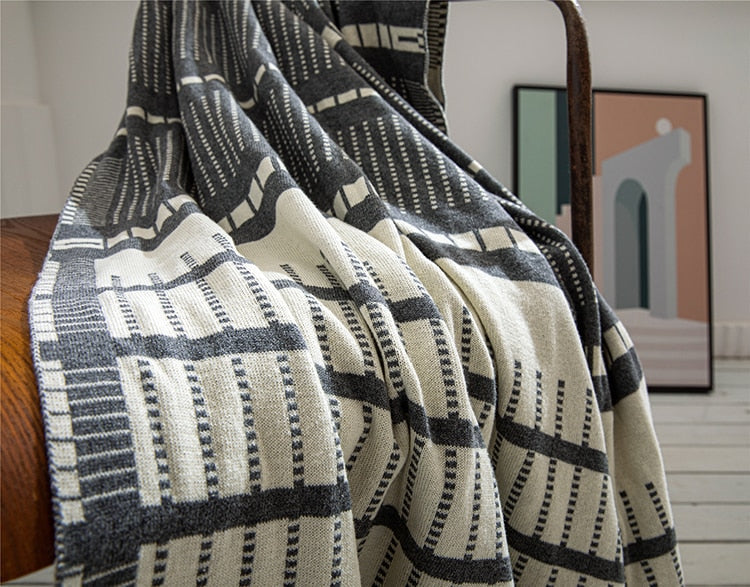 Jacquard Striped Blanket & Throw