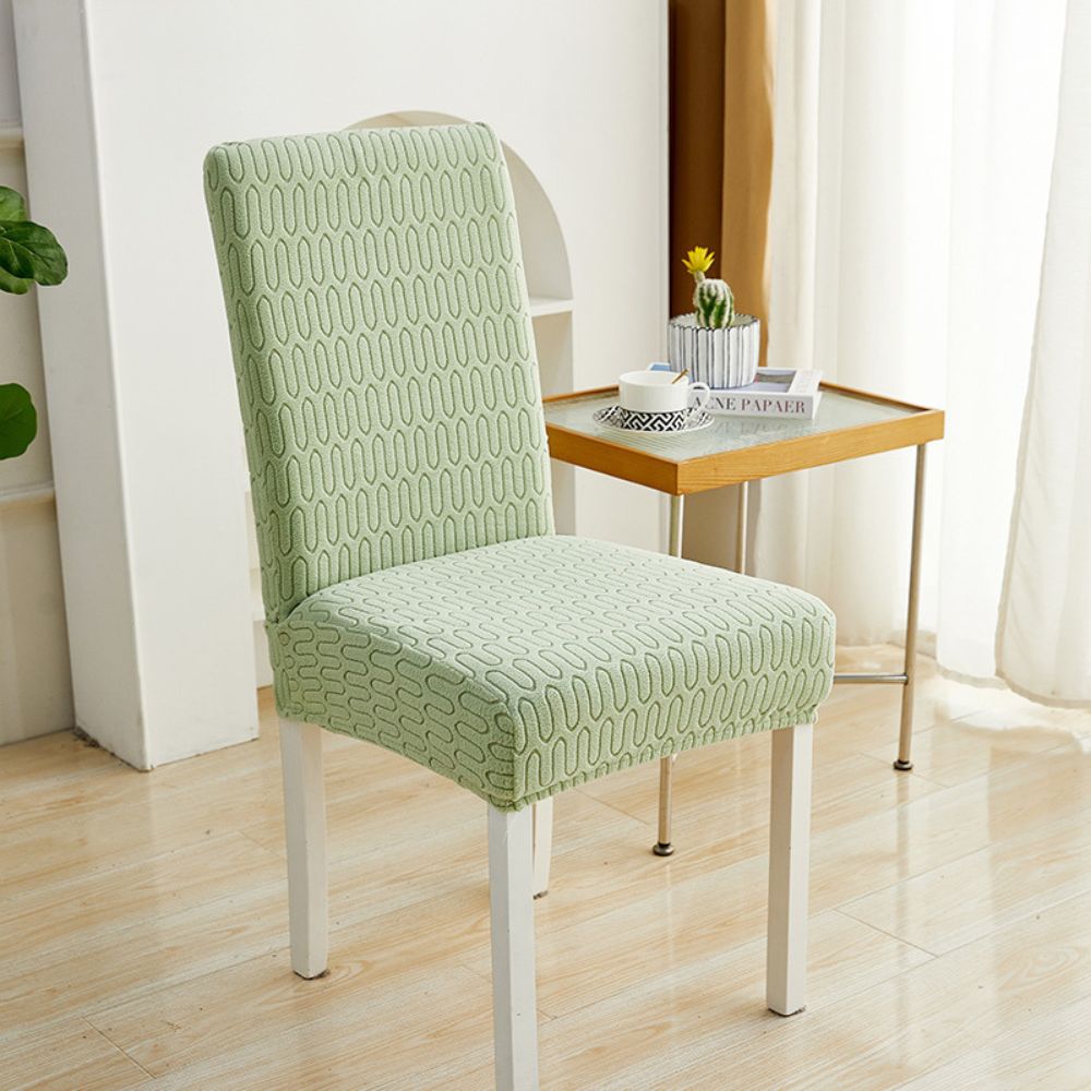Jacquessa Elastic Jacquard Chair Cover Ripple Loop Sage Green
