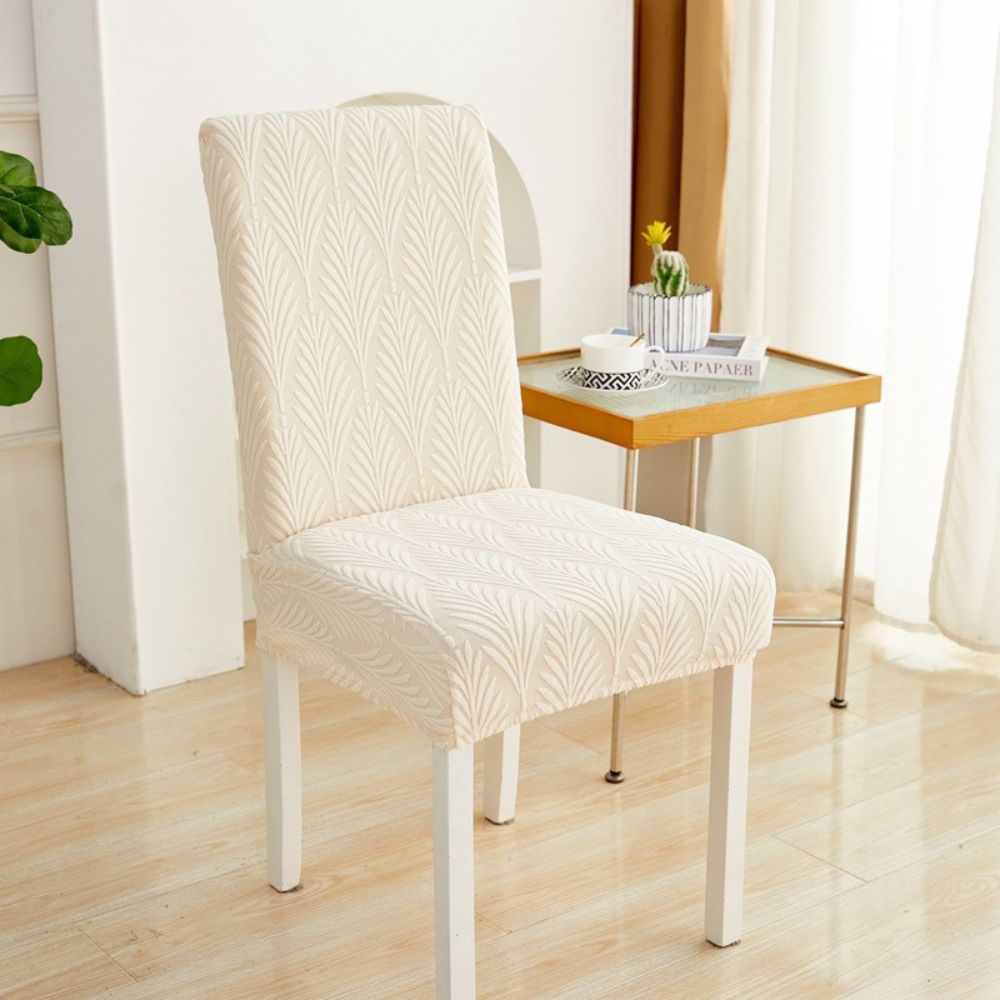 Jacquessa Elastic Jacquard Chair Cover Palm Weave Warm Beige