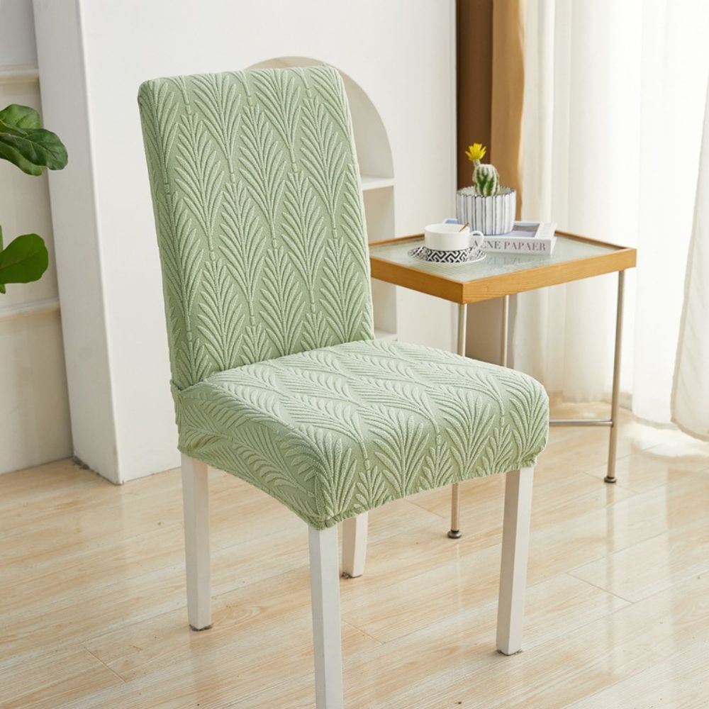 Jacquessa Elastic Jacquard Chair Cover Palm Weave Sage Green