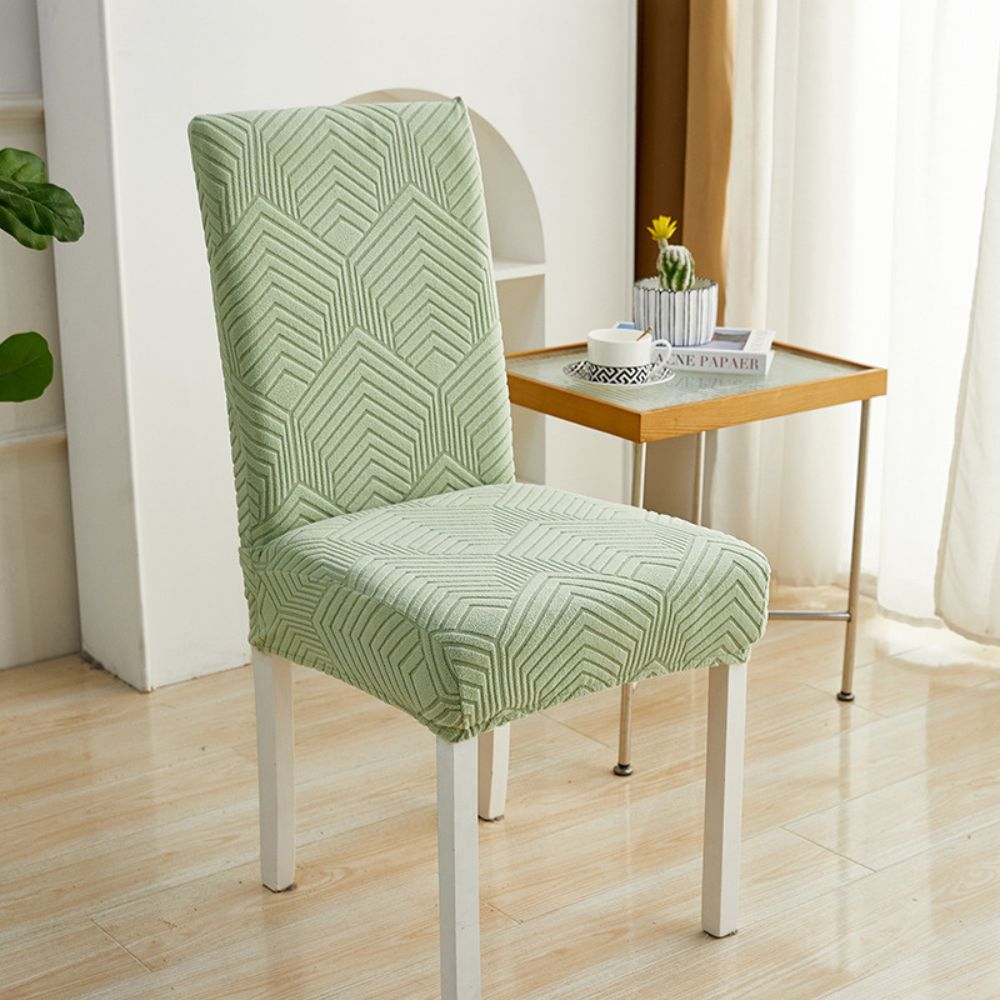 Jacquessa Elastic Jacquard Chair Cover Chevron Maze Sage Green