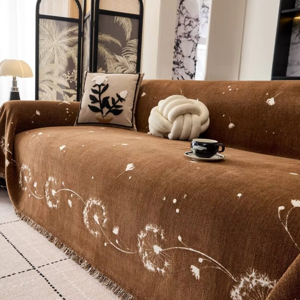 Japandi Dandelion Puff Sofa Cover Cocoa Whisper