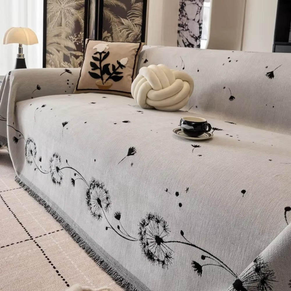 Japandi Dandelion Puff Sofa Cover Silver Drift