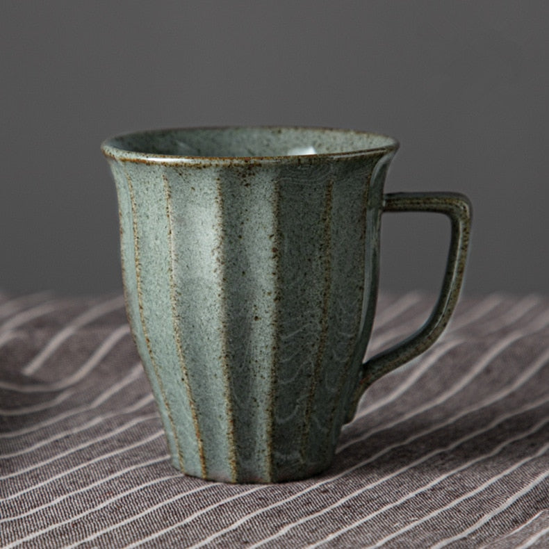 Japanese Pottery Cups & Mugs Tall Striped Mug Green