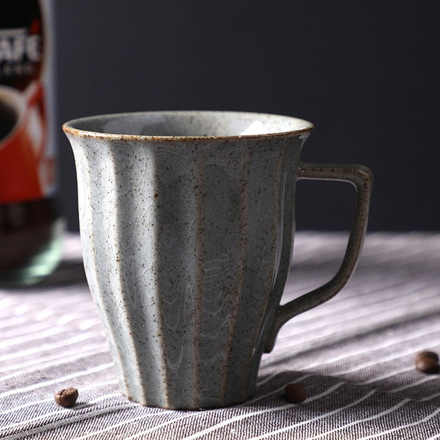 Japanese Pottery Cups & Mugs Tall Striped Mug Gray
