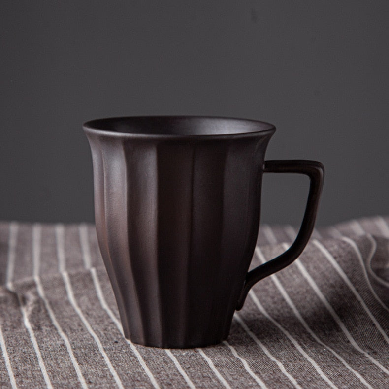 Japanese Pottery Cups & Mugs Tall Striped Mug Brown