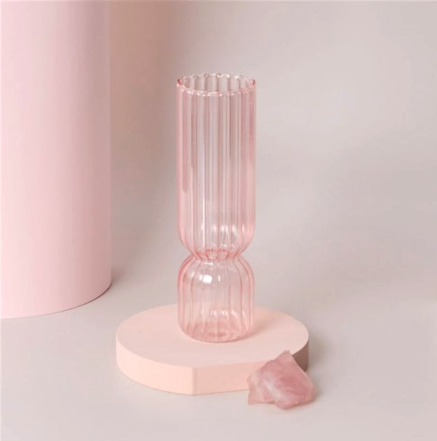 Jelly Pink Glass Candle Holders Pillar