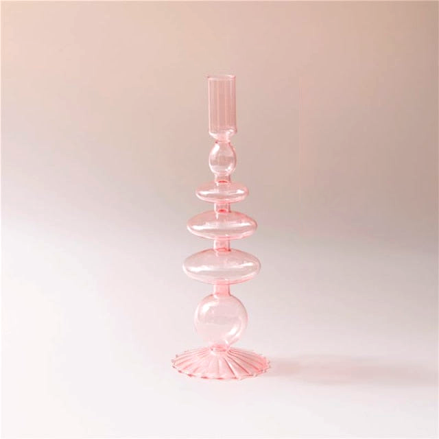 Jelly Pink Glass Candle Holders Onda