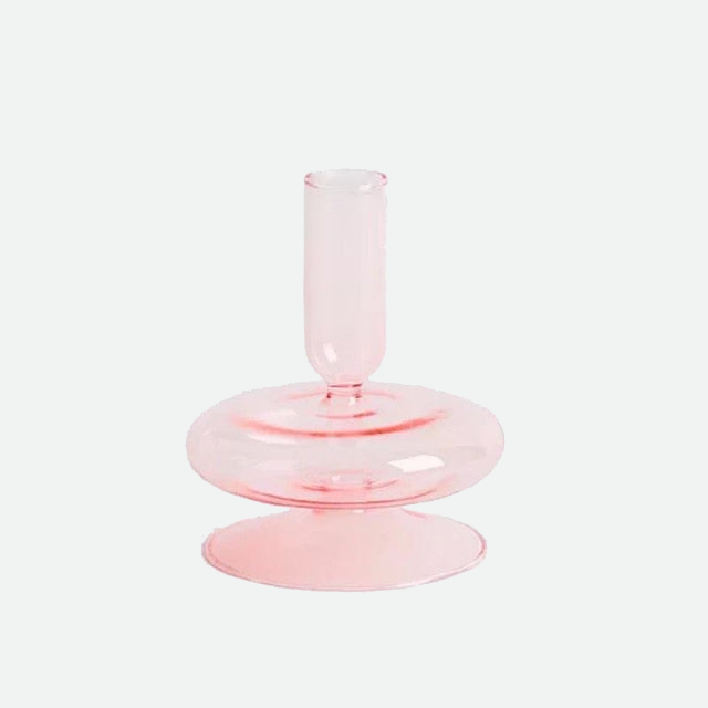 Jelly Pink Glass Candle Holders Trumpetin Round