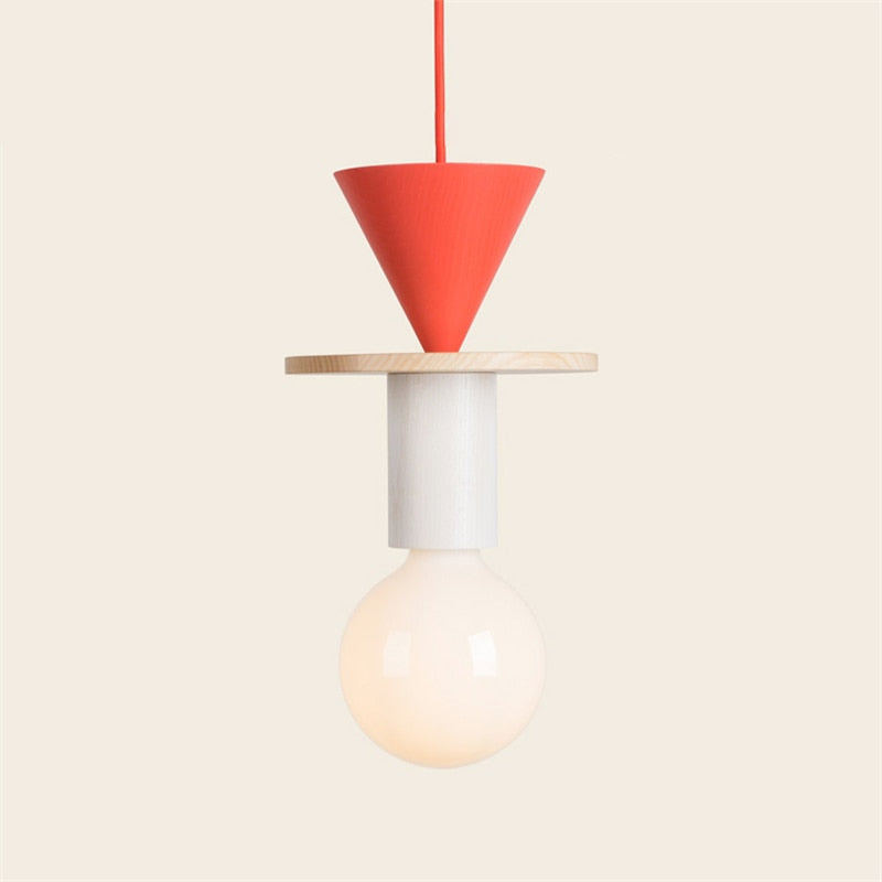 Jenga Colored Wood Blocks LED Pendant Light - Final Sale Vermillion