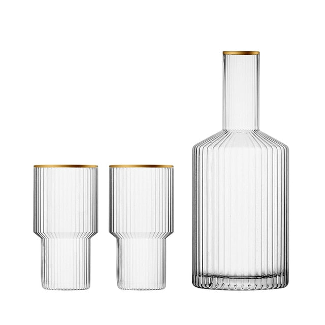 Jules Ripple Carafe and Glass Set Jug 2 Cups