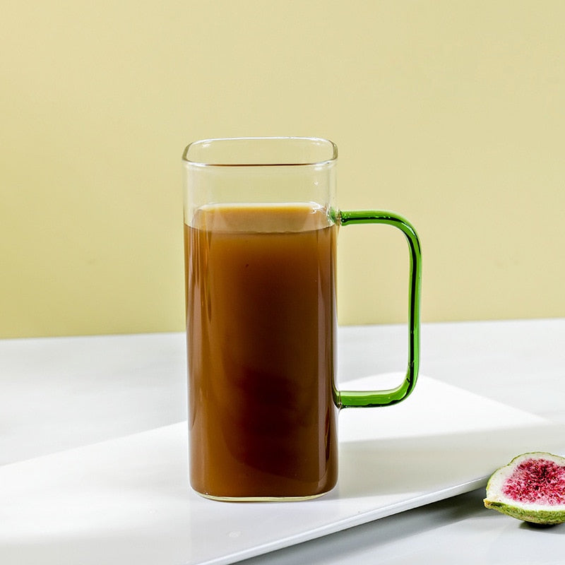 June Travel Glass Mug with Wooden Lid & Straw Cup & Straw Green