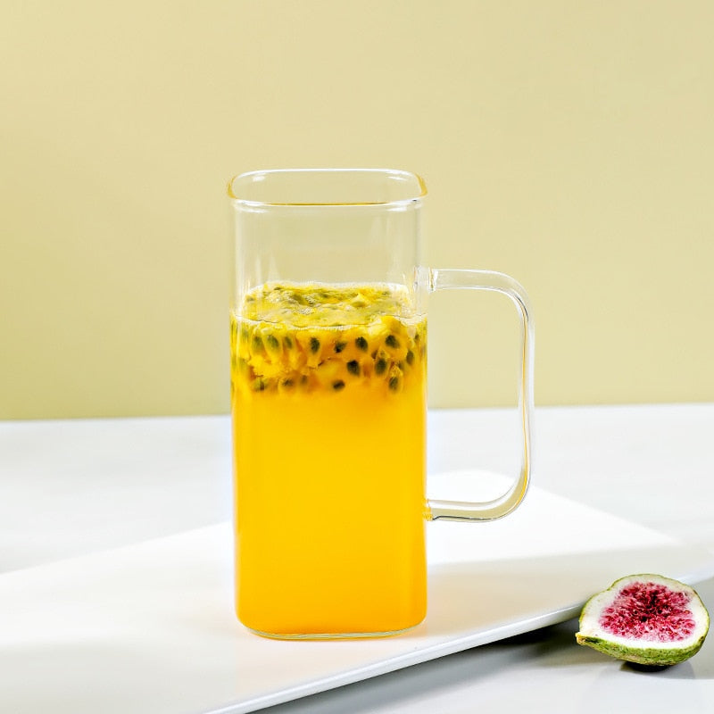 June Travel Glass Mug with Wooden Lid & Straw Cup & Straw Clear