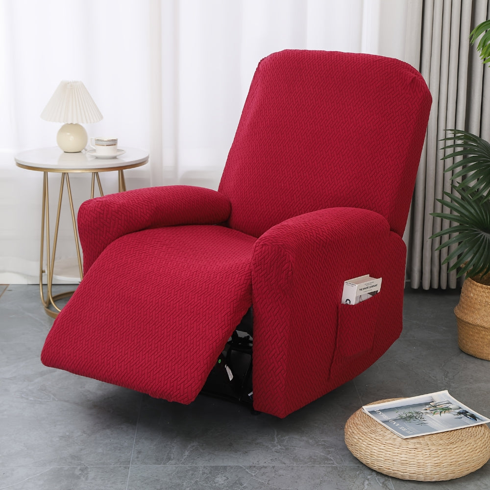 Juno Fitted Recliner Chair Cover Soft Pocket Crimson Stitch